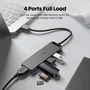 Vention Hub USB 3.0 5 en 1 con 4 puertos USB y 1 puerto USB-C PD, Negro
